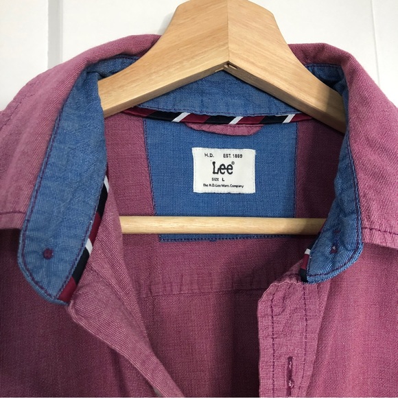 Lee Jeans brushed cotton red and blue button down shirt / M - Picture 3 of 5